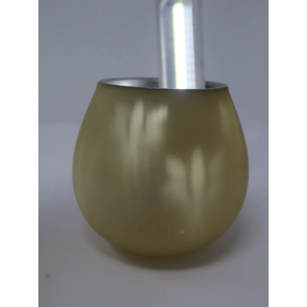 Ivory Candleholder Glass 3.5in Wheat Design Frosted Votive Cup Harvest Beige